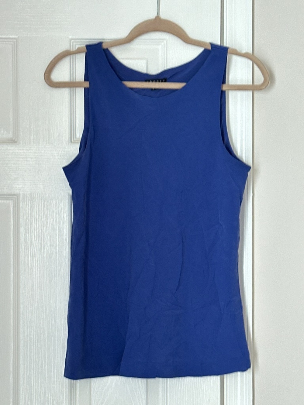 Theory Blue Tank Top Silk Lined Size Large Work Casual Capsule Luxury Scoop